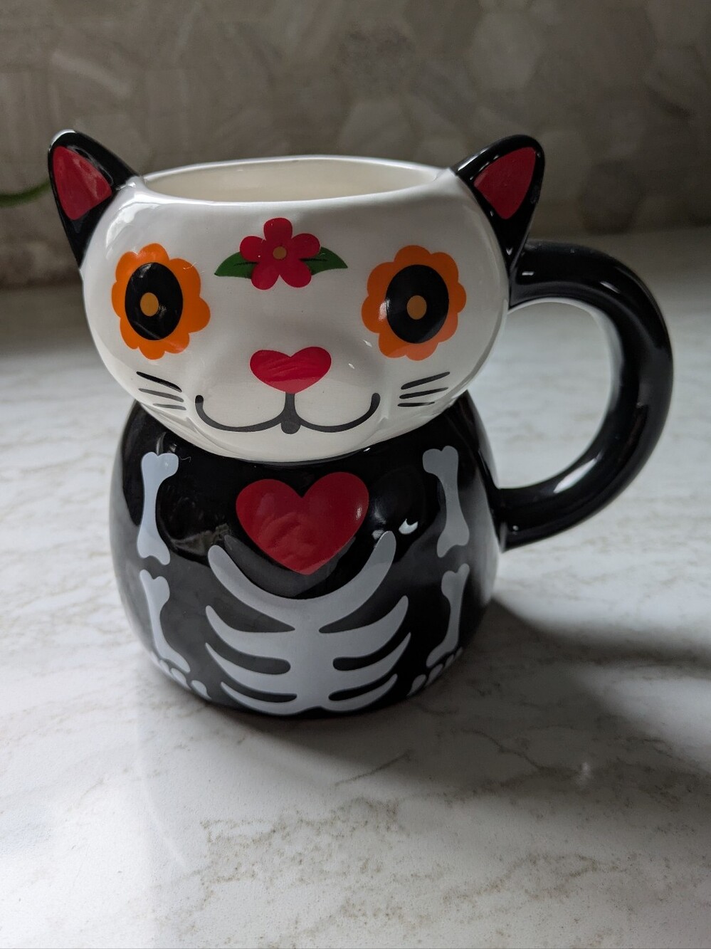 Ashland Day of the Dead Sugar Skull Cat Skeleton Mug 15.2 oz